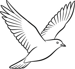 Silhouette dove flying peacefully black outline vector Illustrator