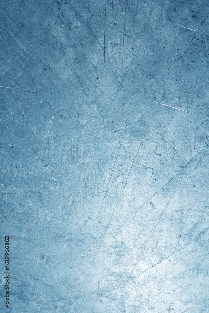 Poster close up of frozen ice surface with scratches, a cool blue texture background with a wintery feel an