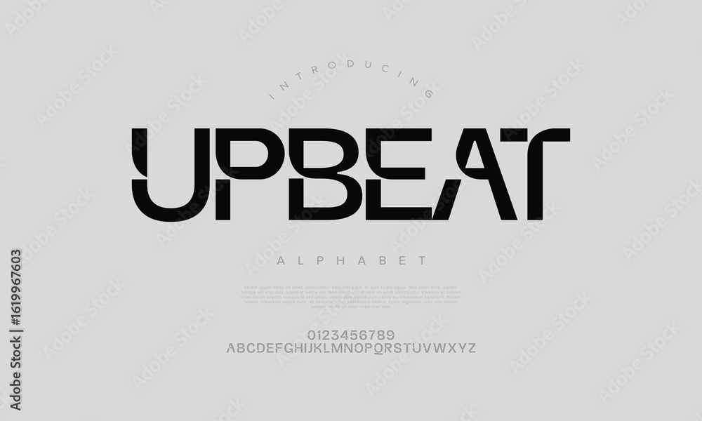 Poster unique modular sans font with strong structure and futuristic vibe, perfect for headlines and tech b
