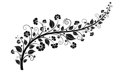 Ornate flourish of intertwined branches blossoms and swirls embellishing a decorative art element