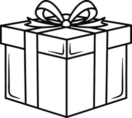 Silhouette gift box with bow outline vector illustrator