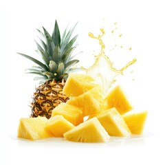 Fresh Pineapple Chunks and Juice Splash