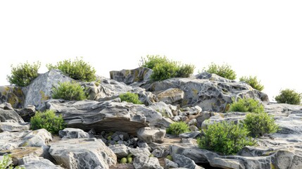 Rocky terrain with green shrubs