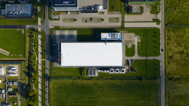 data center, cloud services, intenret infrastructure, IT, Big data, server space. Aerial photo. The Netherlands.