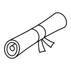 Rolled Diploma Scroll with Ribbon Vector Illustration for Graduation or Achievement