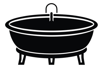 Black Silhouette Illustration of a Cauldron with Handle and Three Legs
