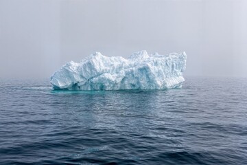 Melting Iceberg Floating in the North Atlantic Ocean