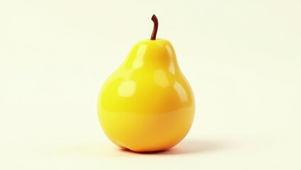 Vibrant yellow pear on a plain background.