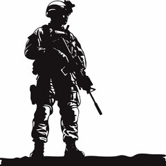 Naval Soldier Silhouette: Armed Forces Vector