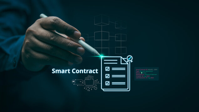 Smart contract automation, blockchain transaction, decentralized automation, crypto transaction, AI-powered contract execution, cloud-based legal document verification, agreements, e-contract system