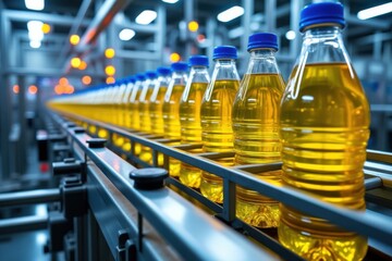 Industrial Production Line of Yellow Liquid Bottles