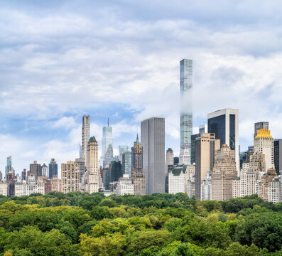 Fototapeta Skyscraper buildings at Central Park, Midtown Manhattan, New York City