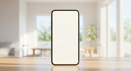 Blank phone screen mockup in modern lifestyle setting