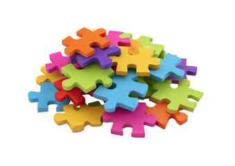 A vibrant pile of colorful jigsaw puzzle pieces (1)