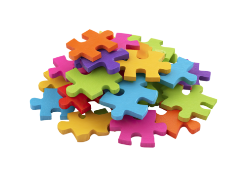 A vibrant pile of colorful jigsaw puzzle pieces (1) - Powered by Adobe