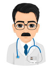 Obraz premium Portrait of a middle-aged mustached male doctor