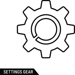 Silhouette Settings gear icon linear symbol sign vector Illustrator