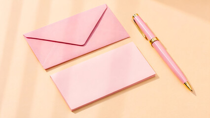 Charming Pink Stationery Set Flat Lay Composition