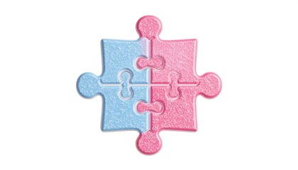 Four-piece puzzle, pink and light blue, graphic design