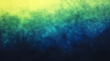 Abstract textured vivid gradient background with a grunge, rough surface. Blend of dark blue, emerald green, teal, and lime yellow hues. Painted artistic design.