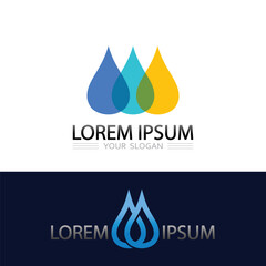 Blue flowing water wave logo symbol for eco friendly business or company