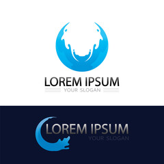 Dynamic water splash and wave shape logo for clean aqua branding identity