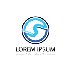 Blue wave swirl abstract logo design for modern aqua company or startup