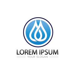 Water drop and wave symbol logo for environment care and clean water services