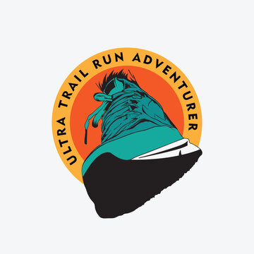 ultra trail running logo vector image