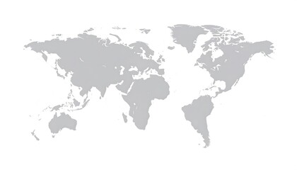 Fototapeta premium Light gray world map on white background