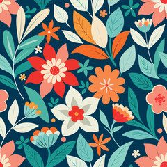 Abstract Artistic Florals Seamless Pattern Background with Elegant Petal Design