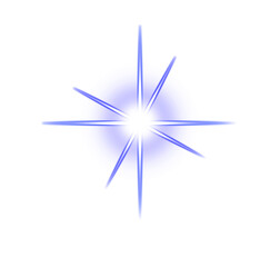 Radiant blue optical flare with luminous light burst isolated on white background 