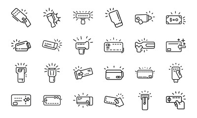 Line art icons related to finance, cryptocurrency, digital payments, and secure transactions.