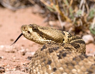 Close-up of a snake in the desert