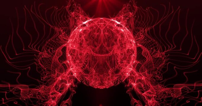 Red fractal shape in the space. Loop
