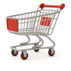 Illustration of empty shopping cart isolated on white background for retail and consumerism