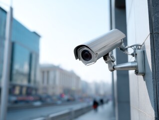 Security camera on building exterior