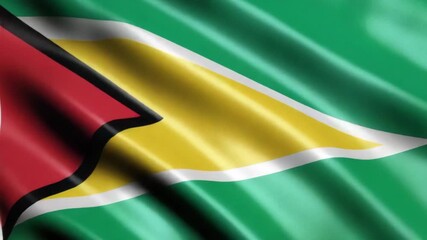 Dynamic Guyana flag waving gently in the breeze, perfect for national pride celebrations and cultural events video projects.