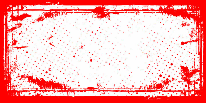 red brush stokes border frame on white background Vintage Grunge Border Rectangle background with a red frame