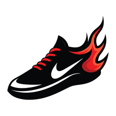 Fiery Fast Running Shoe Design Athletic Sneaker Illustration
