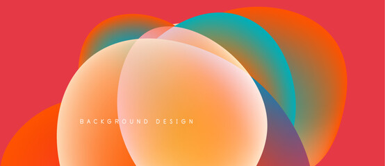 Abstract colorful overlapping circles create dynamic background. Gradient shades blend, forming modern design element. Simple text reads background design.