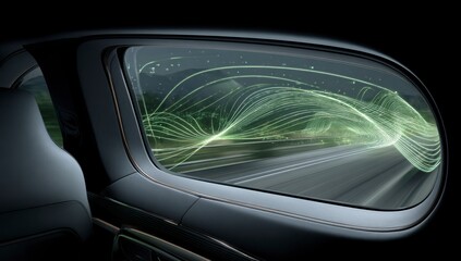 Futuristic car side window with dynamic display