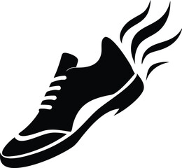 Fast Running Shoe Icon Black Silhouette Speed Motion Graphic