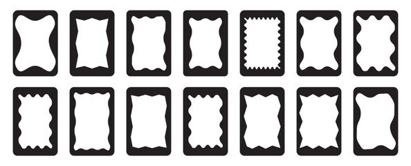 Set of frames with zigzag edge, Rectangle shape frame with zigzag edge. Zig zag wavy edge rectangle frame or border shapes set. Vector illustration. EPS 10