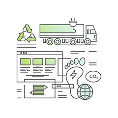 Minimal line icons electric cargo, charging stations, green mobility infrastructure, sustainable cargo logistics, eco transit, smart city transit, clean energy vehicles, zero emissions, CO2 neutral