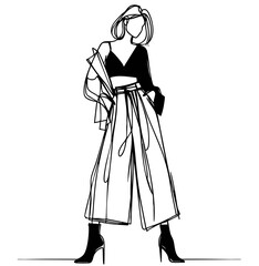 Fashion woman sketch in pants