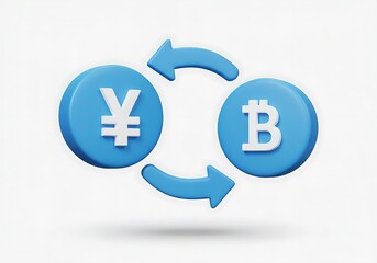 Fototapeta premium Yen to Bitcoin: Digital Exchange