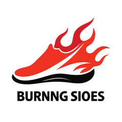 Fiery Red Running Shoe Logo Design with Flames for Athletic Brands