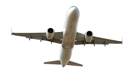 Airplane flying travel aviation transportation jet airliner flight sky white background view 100 char on transparent background