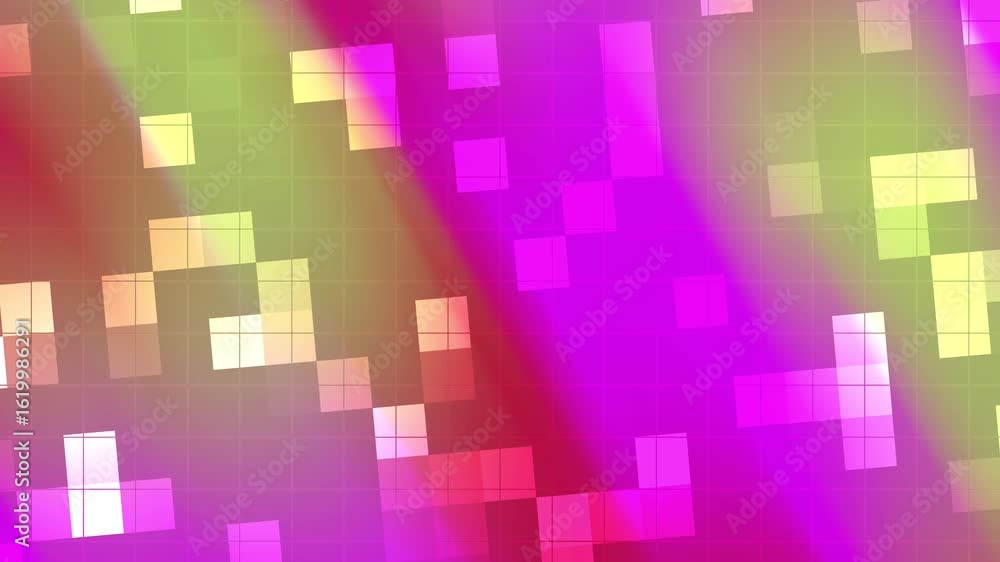 Poster abstracts blink square_ dynamic pixel grid animation with vibrant colors and shifting lights creates